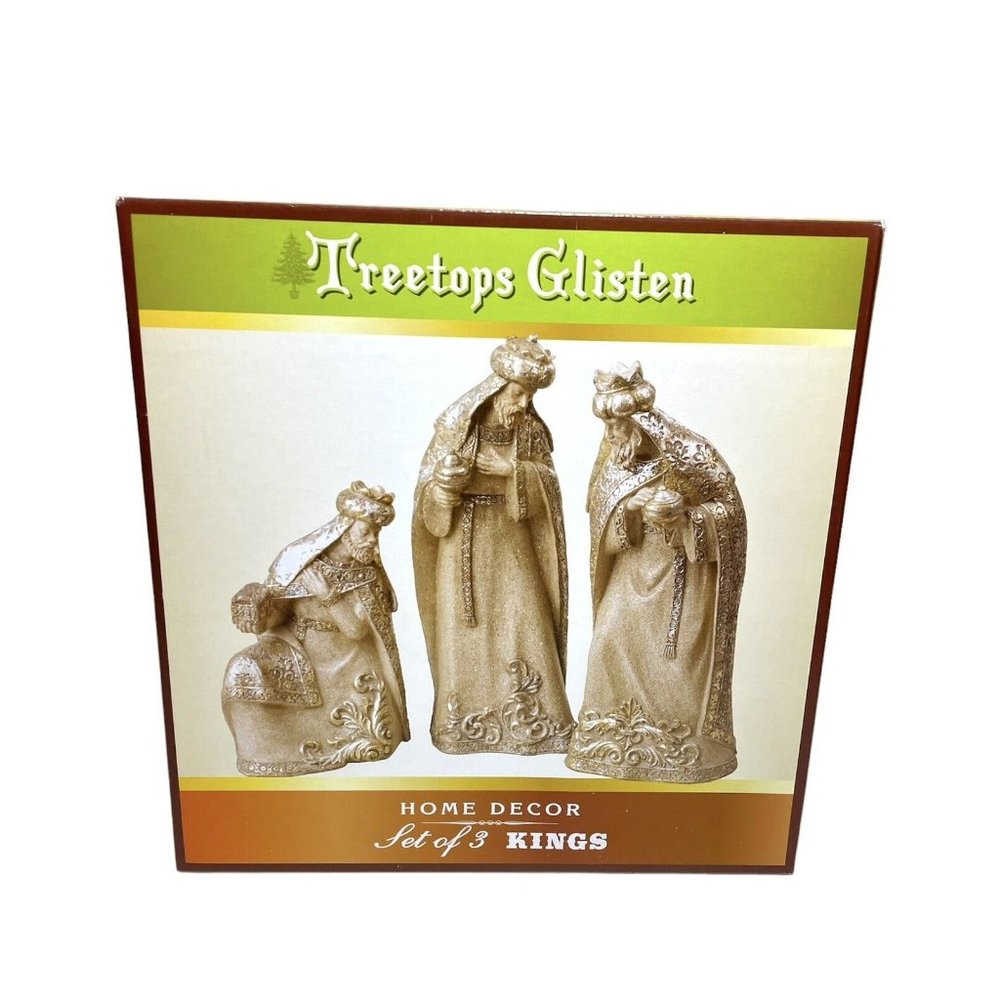 Vintage Discontinued NIB Treetops Glisten Home Decor Set Of 3 Kings Wise Men